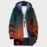 Veste à capuche zippée motif graphique dégradé vert/orange, capuche doublée.
