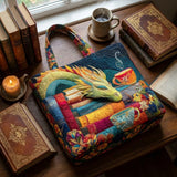 Sac Artisanal - Dragon Lecteur aux Livres et Tasses