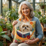 Sac Artisanal - Shih Tzu aux Livres et Fleurs