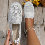 Chaussures plates en maille claire, avec décoration fleur scintillante