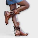 Sabine | Bottes en Cuir Plateforme