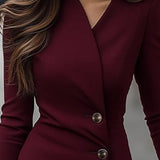 Eva | Robe Midi Boutonnée Style Enveloppant Bordeaux