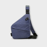 Sac à bandoulière anti vol bleu avec rabat et bandoulière noire réglable