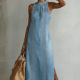 Soline | Robe en denim à dentelle rétro