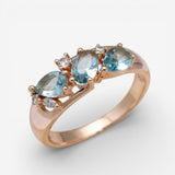 Bague Vintage Zirkonia Élégante en Or Blå