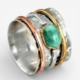 Coco - Bague Vintage Or & Argent Turquoise