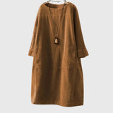 Grace | Robe Midi en Velours Côtelé Détendue