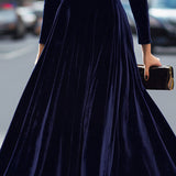 Julie | Robe Midi à Manches Longues Bleu Marine