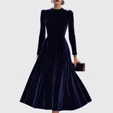 Julie | Robe Midi à Manches Longues Bleu Marine