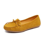 Mocassins Flavie moutarde à nœud, bout rond et couture au contour