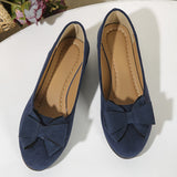 Ballerines bleu marine à nœud, dessus en textile, bout arrondi