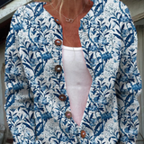 Blandine | Cardigan élégant à imprimé floral bleu et blanc