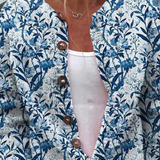 Blandine | Cardigan élégant à imprimé floral bleu et blanc