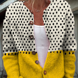 Adeline | Cardigan jaune à pois géométriques