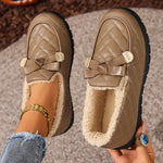 Chaussures confort Pauline à lacets, beige matelassé, bride à nœud, intérieur en fourrure