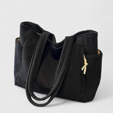 Léa | Sac fourre-tout en ribbed luxueux avec détails en cordon