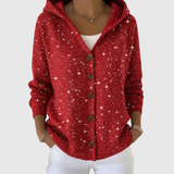 Cardigan en tricot à capuche bordeaux avec boutons