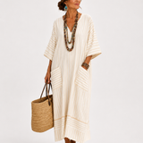 Caftan Farah Beige Rayures
