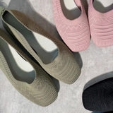 Ballerines tissées à bout fermé, empiècement ajouré (rose, vert, noir)