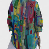 Léa | Blouse Élégante à Motif Géométrique