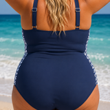 CÉLESTE | PLUS SIZE GEOMETRIC WRAP ONE PIECE