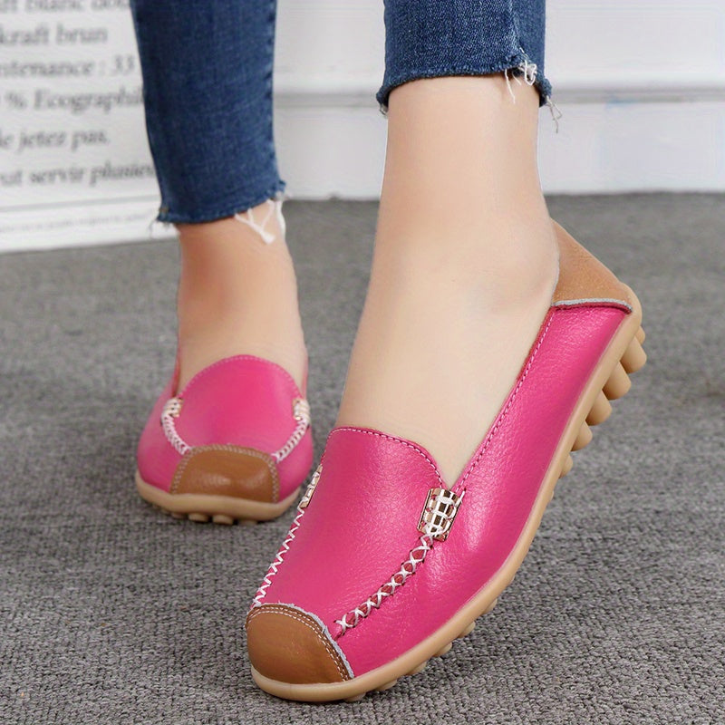 Mocassins à boucle Bérénice roses vifs, bout amande et semelle claire