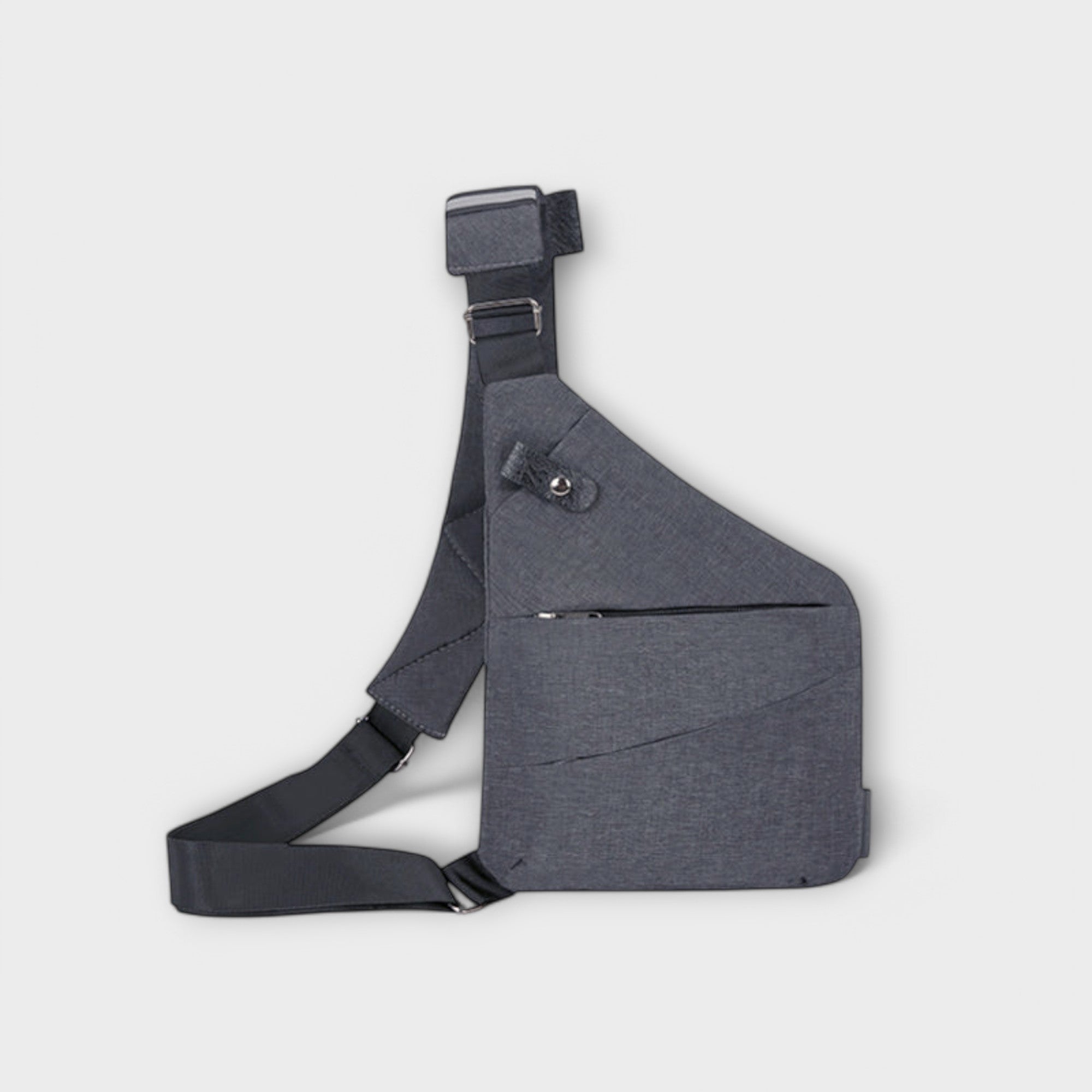Sac à bandoulière anti vol gris foncé avec bandoulière réglable et rabat