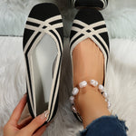 Ballerines souples respirantes noires à rayures beige et bout en maille