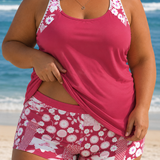 MARGUERITE | PLUS SIZE PRINTED TANKINI SHORTS SET