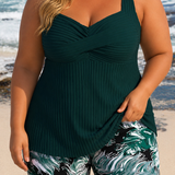 SIMONE | PLUS SIZE ELEGANT TANKINI SHORTS SET