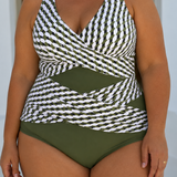 CÉLESTE | PLUS SIZE GEOMETRIC WRAP ONE PIECE