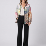 Veste matelassée décontractée multicolore à imprimé floral, fermeture zippée et col