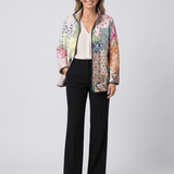 Veste matelassée décontractée multicolore à imprimé floral, fermeture zippée et col