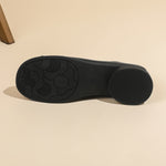Dessous de ballerines noires souples, semelle antidérapante à motifs