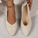 Ballerines blanches ajourées à bout pointu, semelle noire