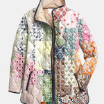 Veste matelassée multicolore à imprimé floral, fermeture zippée, col droit