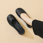 Ballerines noires souples avec doublure intérieure à motif quadrillé, bout arrondi