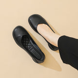 Ballerines noires souples avec doublure intérieure à motif quadrillé, bout arrondi