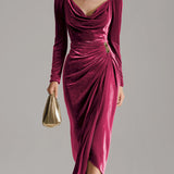 Sandra | Robe Midi en Velours Élégante