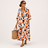 Caftan Layla Orange Géométrique