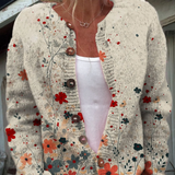 Manon | Cardigan boutonné à art floral vintage