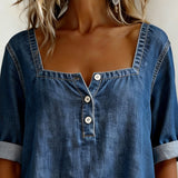 Marceline | Chemise denim col carré