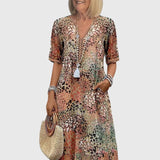 Yvonna | Robe Midi Fleurie Élégante