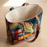 Sac Artisanal - Dragon Lecteur aux Livres et Tasses