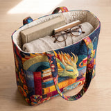Sac Artisanal - Dragon Lecteur aux Livres et Tasses