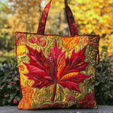 Sac artisanal en tissu à motif de feuille multicolore, anses longues