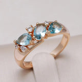 Bague Vintage Zirkonia Élégante en Or Blå