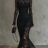 Jeanne | Robe Maxi Élegante en Dentelle à Queue de Poisson