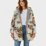 Manteau à capuche doublé sherpa, imprimé floral multicolore, coupe longue