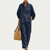 Maribel™ | Ensemble en lin à manches chauve-souris et pantalon ample